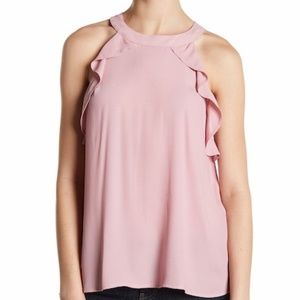 NWT!  Cable & Gauge Pale Pink Ruffle Halter Top